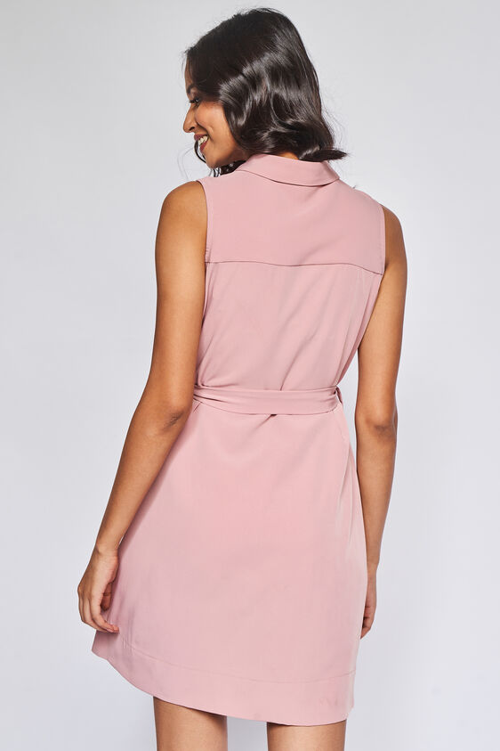 Pink Solid Flared Dress, , image 5