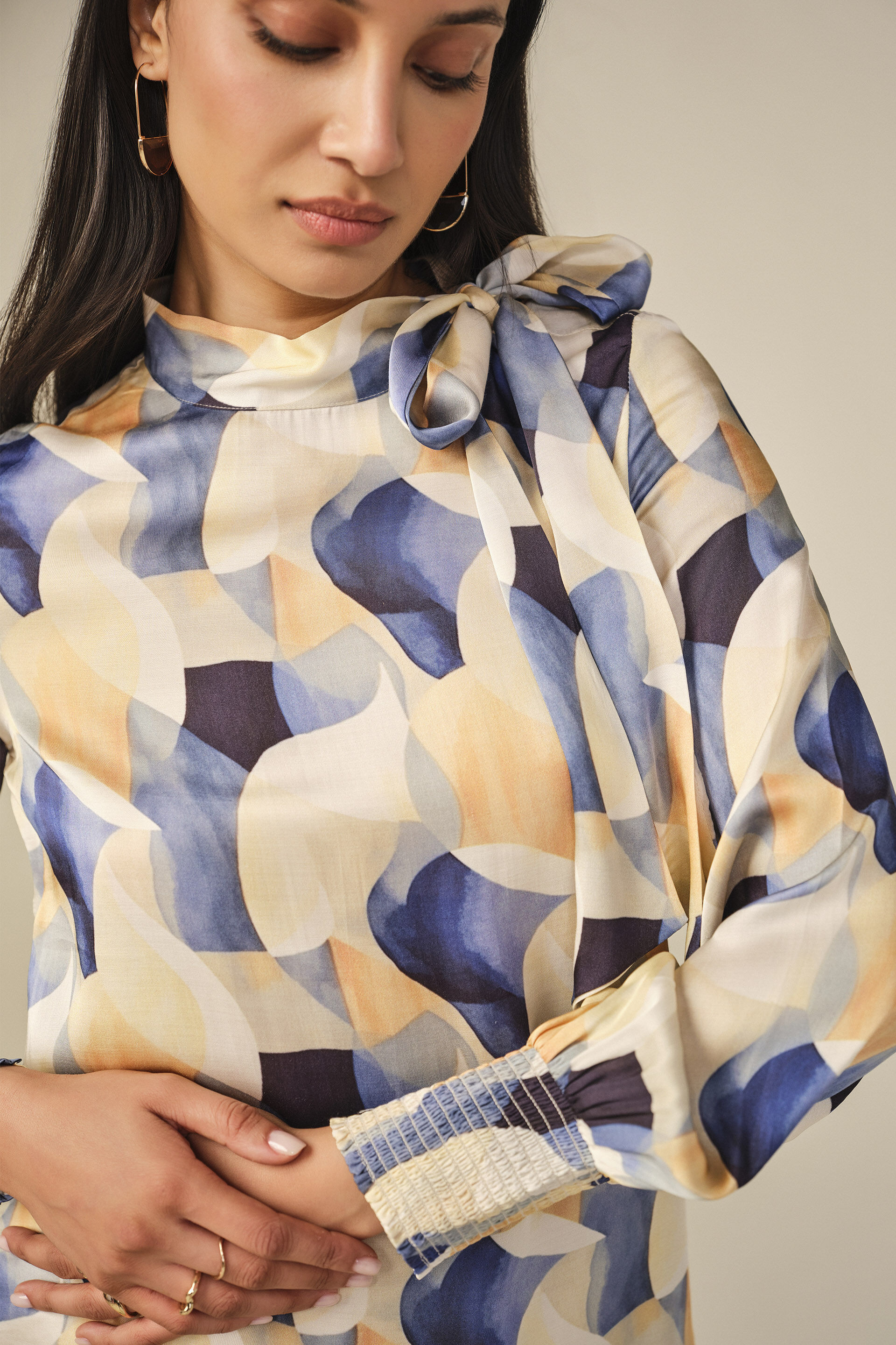 Abstract Printed Modal Top in Blue, Multi Color, image 2