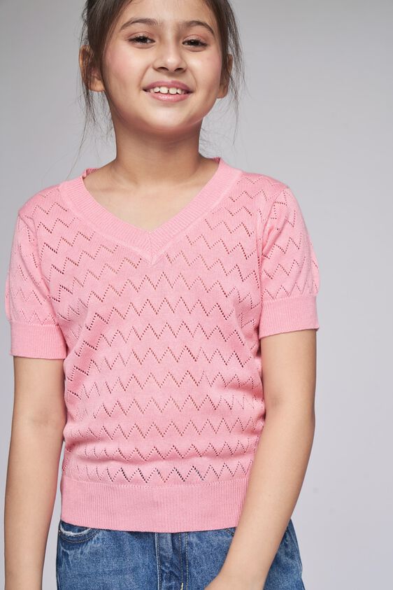 2 - Pink Self Design Straight Top, image 2