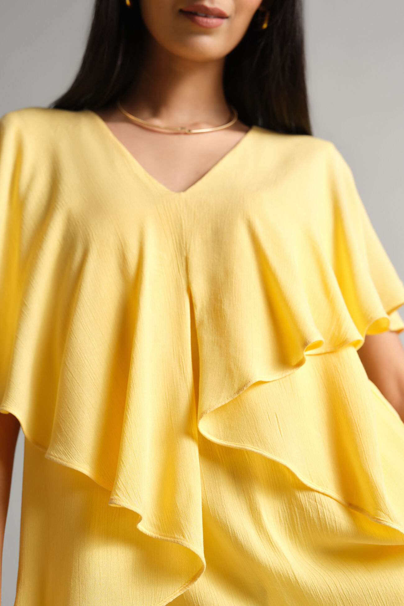 Yellow Raffles Top Buy Yellow Ruffle Top Online for Women from AND India S25R159TVC_YELLOW