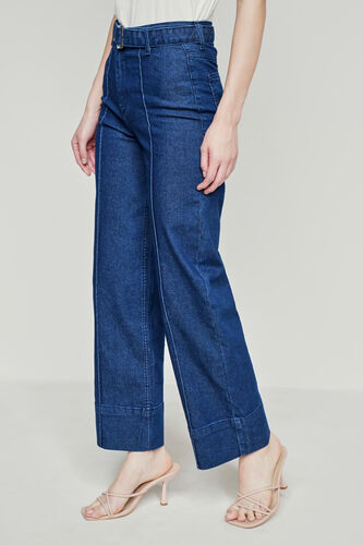 Dark Blue Solid Flared Bottom, Dark Blue, image 4