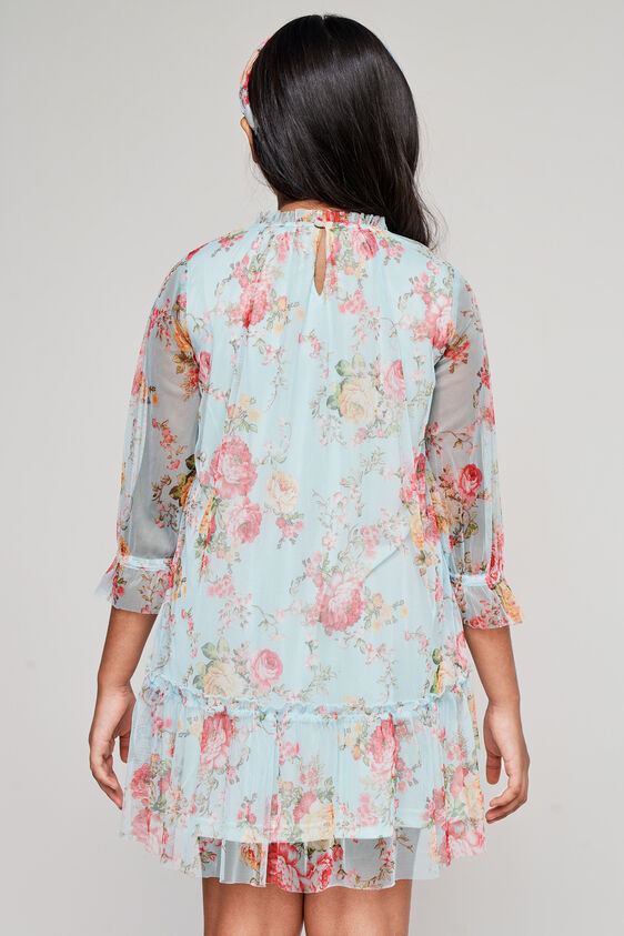 Green Floral Flounce Dress, Green, image 3