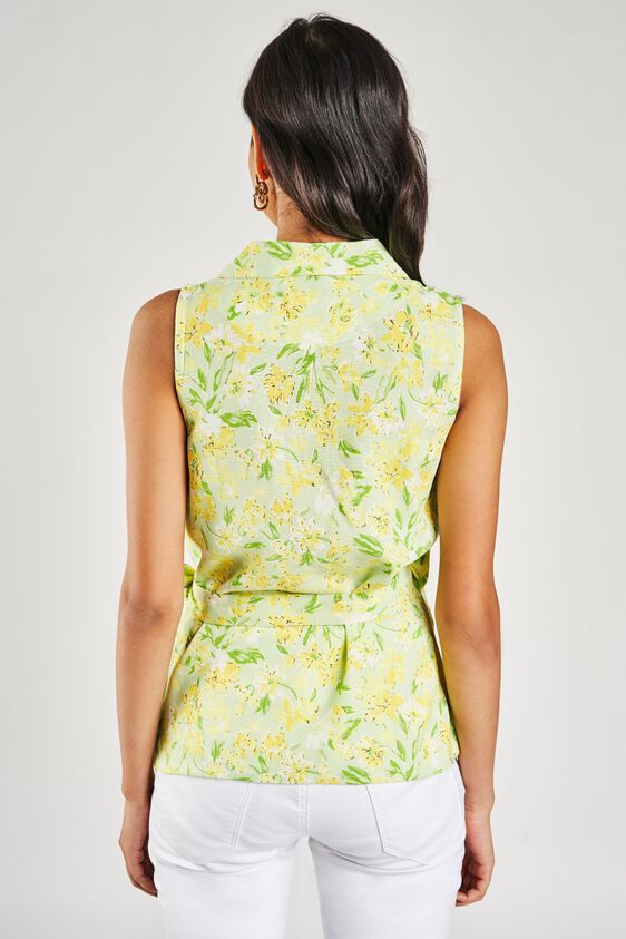 3 - Lime Floral Printed Fit And Flare Top, image 3