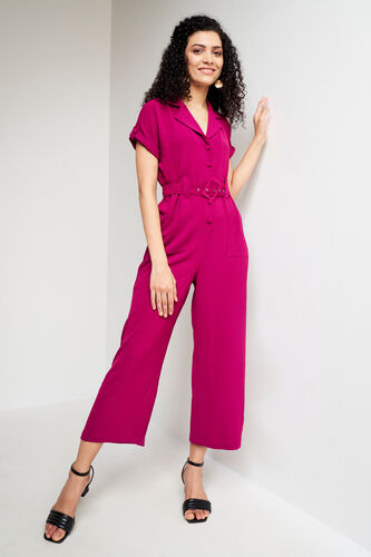 Pink Solid Straight Jumpsuit, Pink, image 3