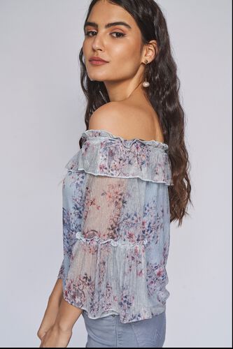 2 - Powder Blue Floral Straight Top, image 2