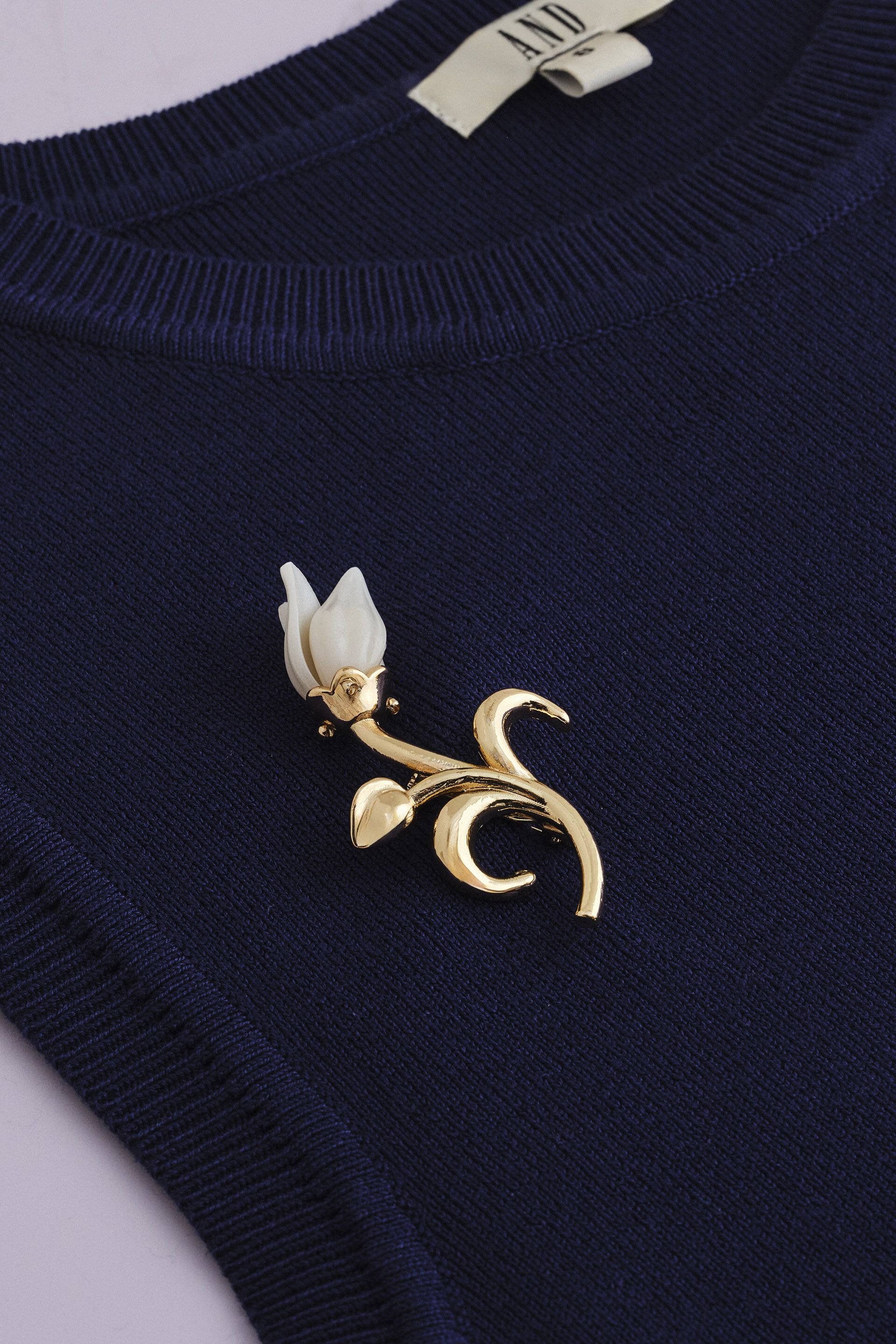 Gold Flower Stem Brooch, , image 3