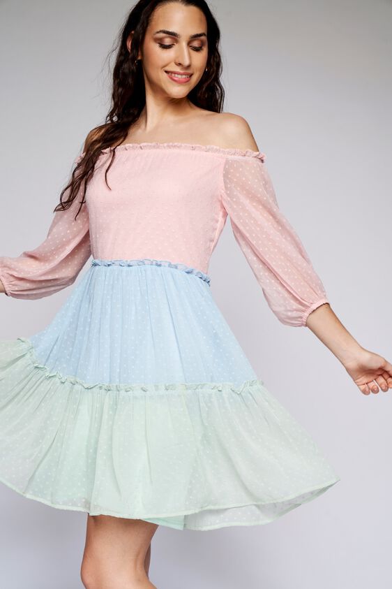 1 - Multi Colorblocked Gathered Dress, image 1