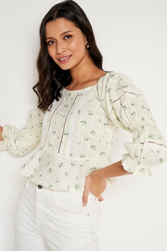 Yellow Floral Curved Top, Yellow, image 9