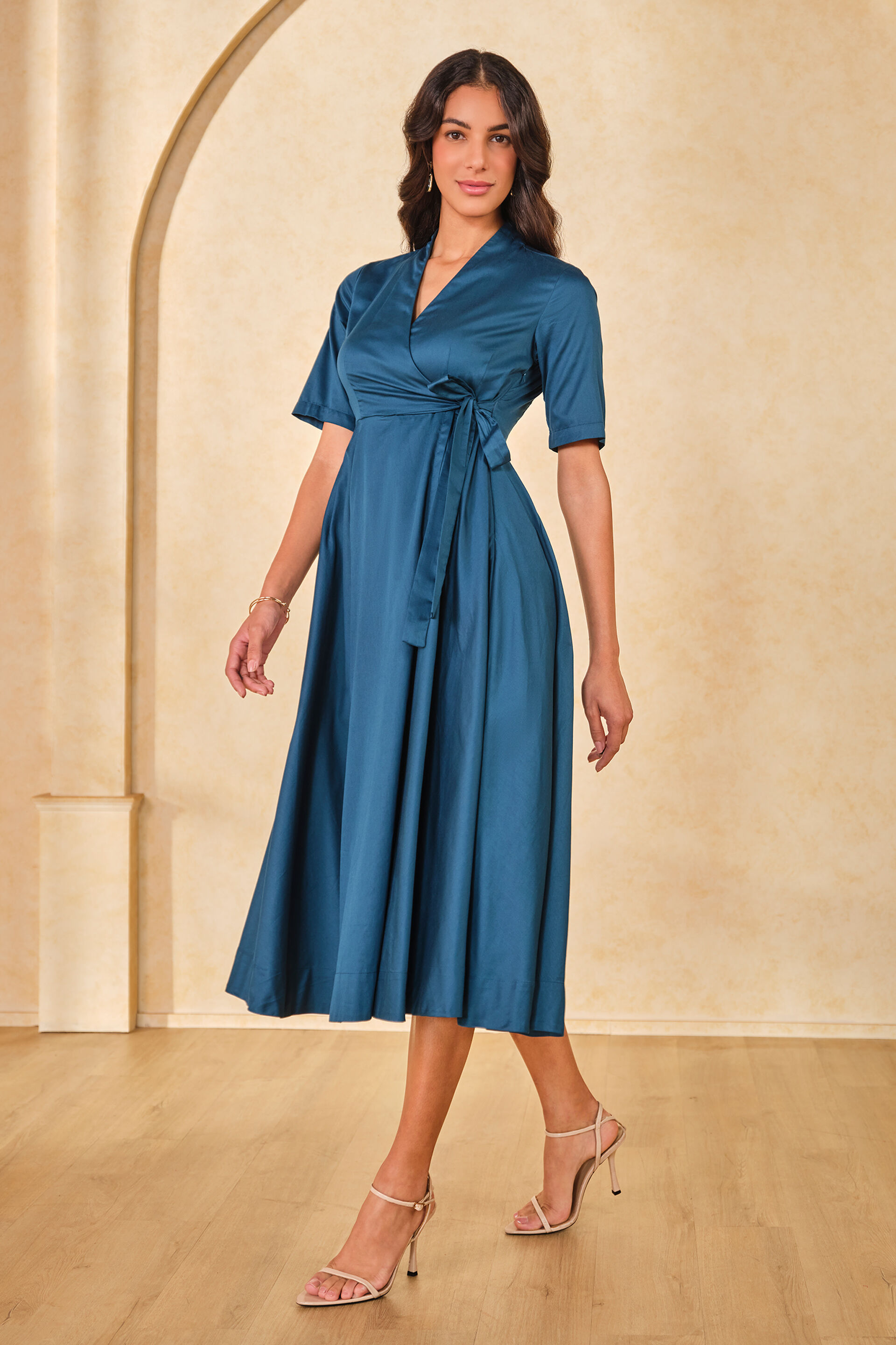 Buy our Terrific Teal Cotton Dress online from ANDIndia SC F24R55DRCSTN