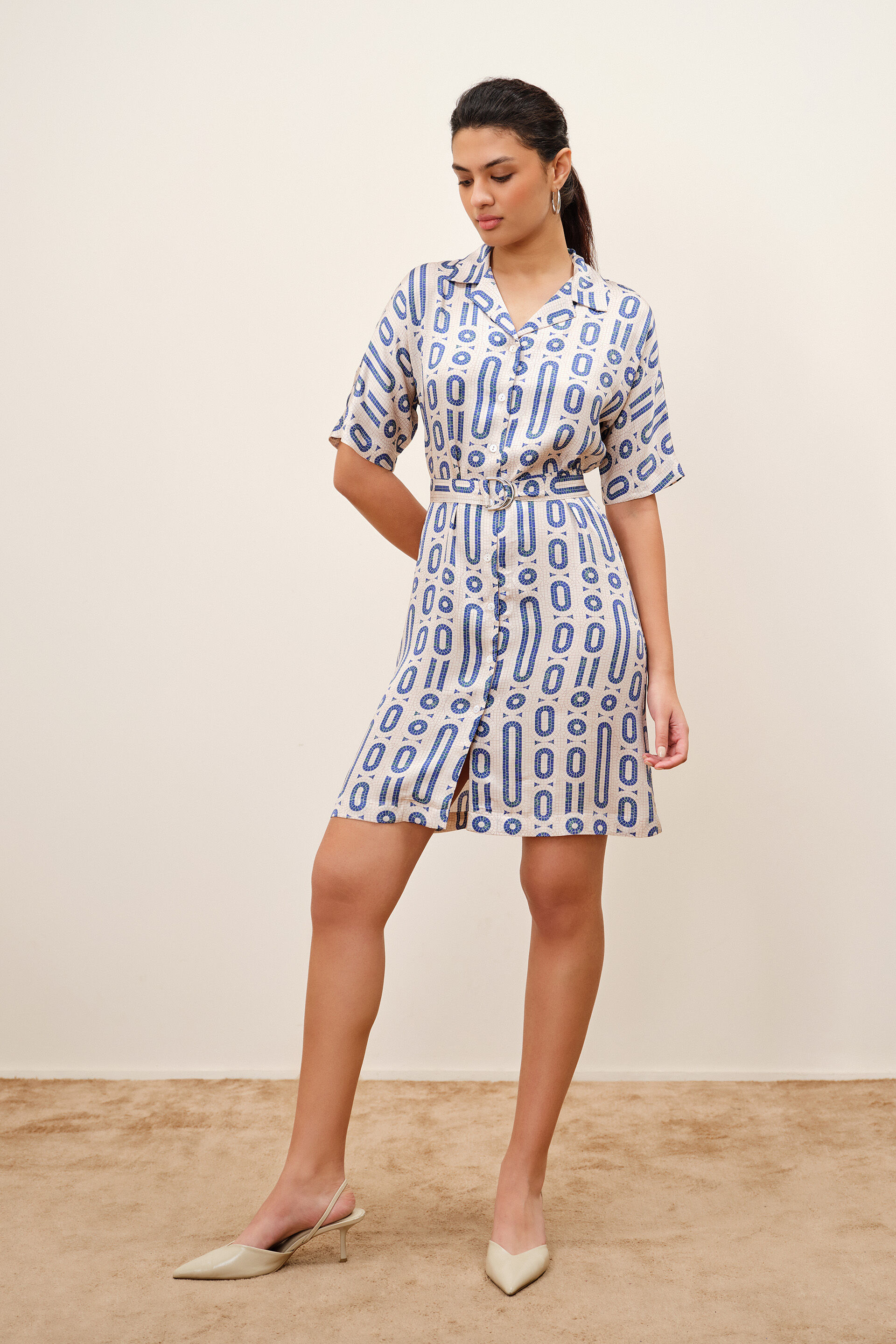 Elia Geometric Print Modal Dress, Blue, image 2