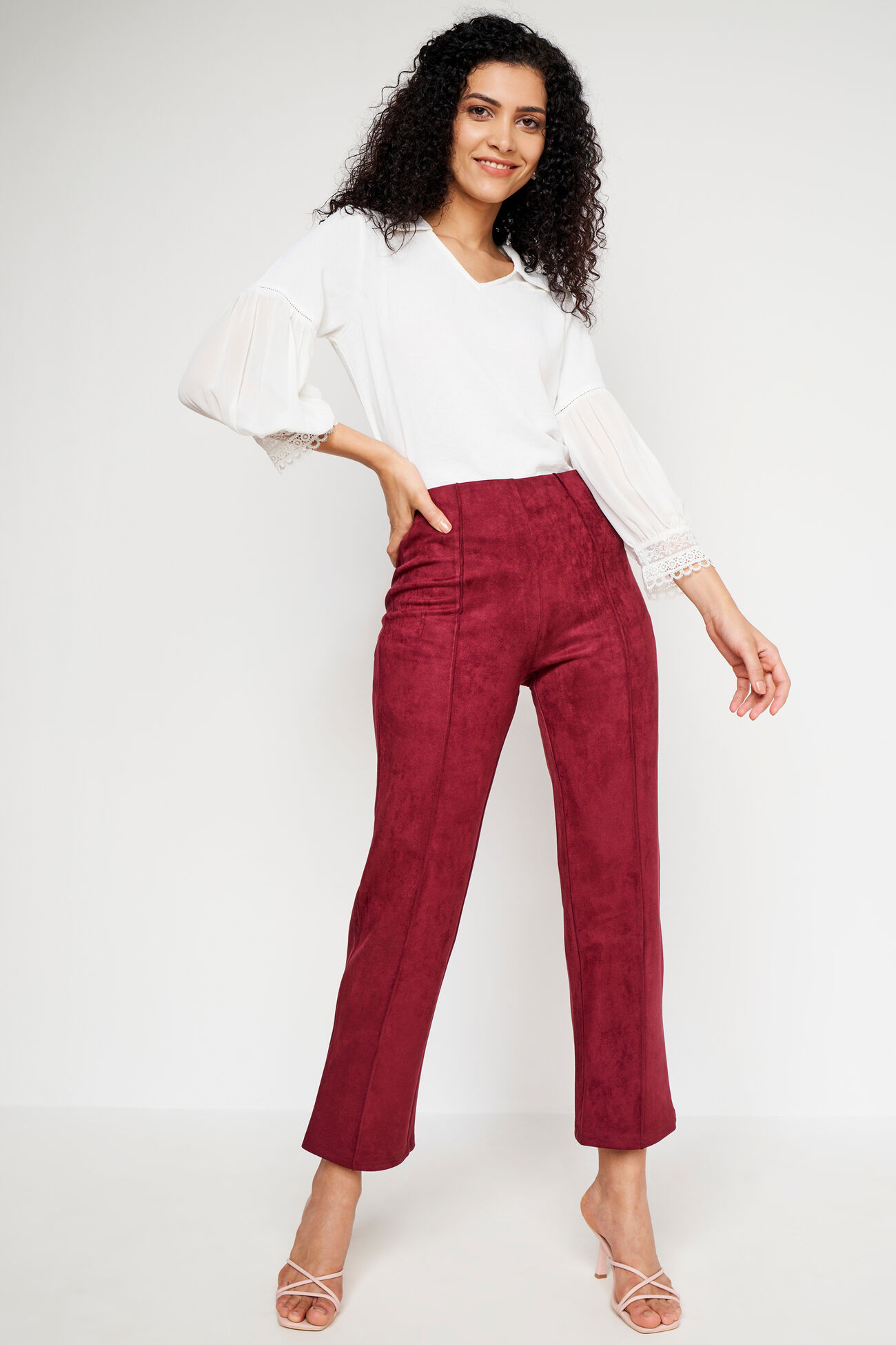 Maroon Solid Party Bottom, Maroon, image 2