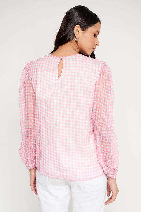Pink Checks Straight Top, Pink, image 3