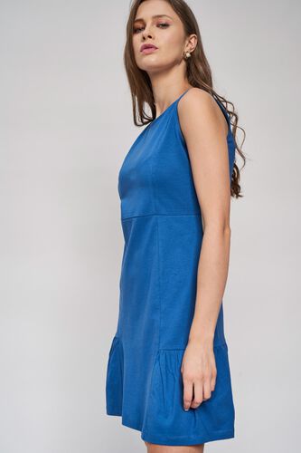 4 - Blue Solid Fit And Flare Dress, image 4