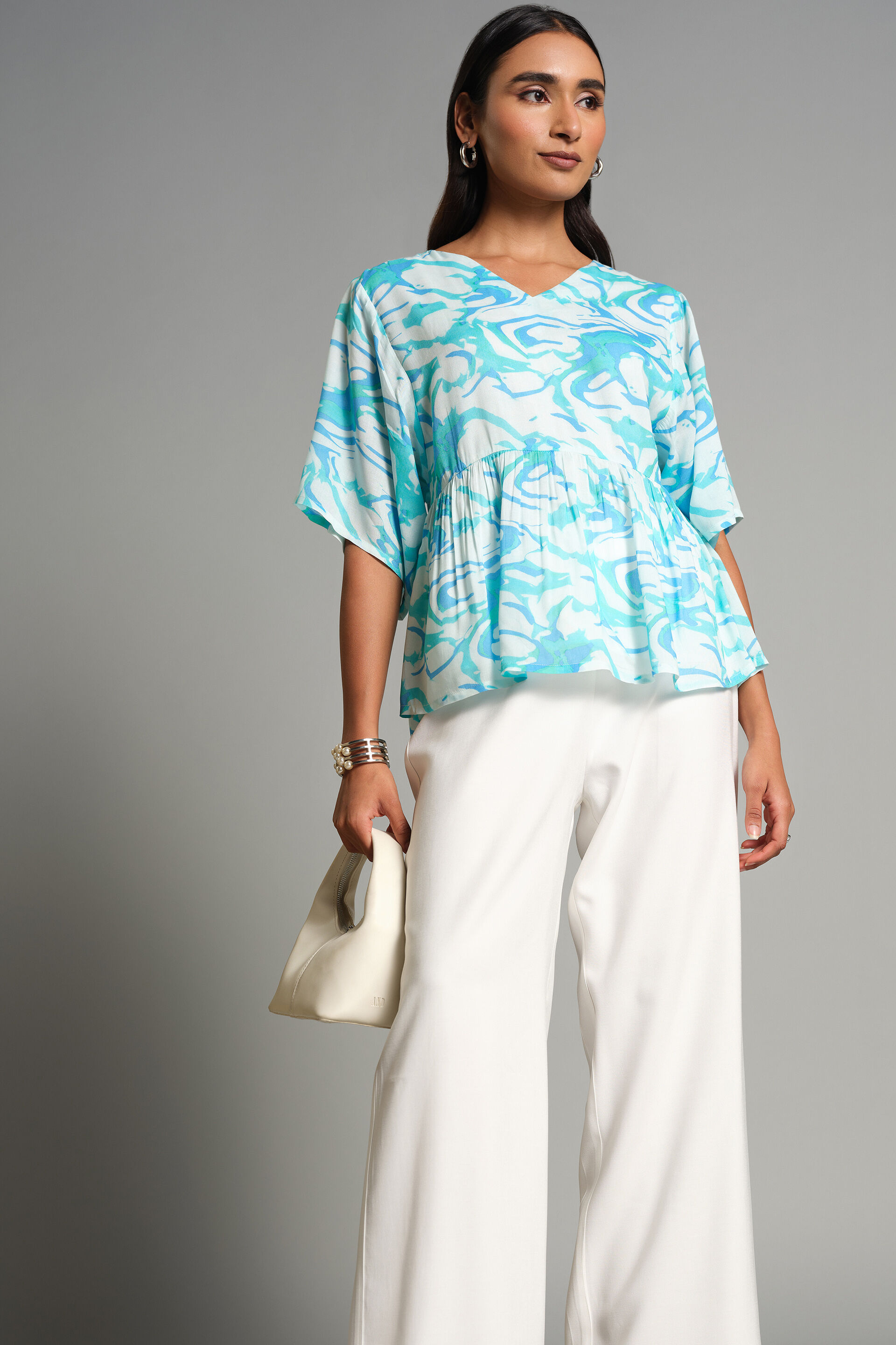 Buy Blue Wave Top Online for Women from AND India S25R109TP106_BLU_PRT