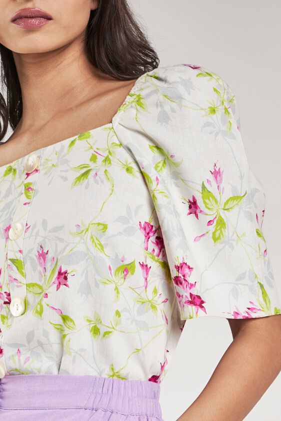 9 - White Floral Printed A-Line Top, image 9