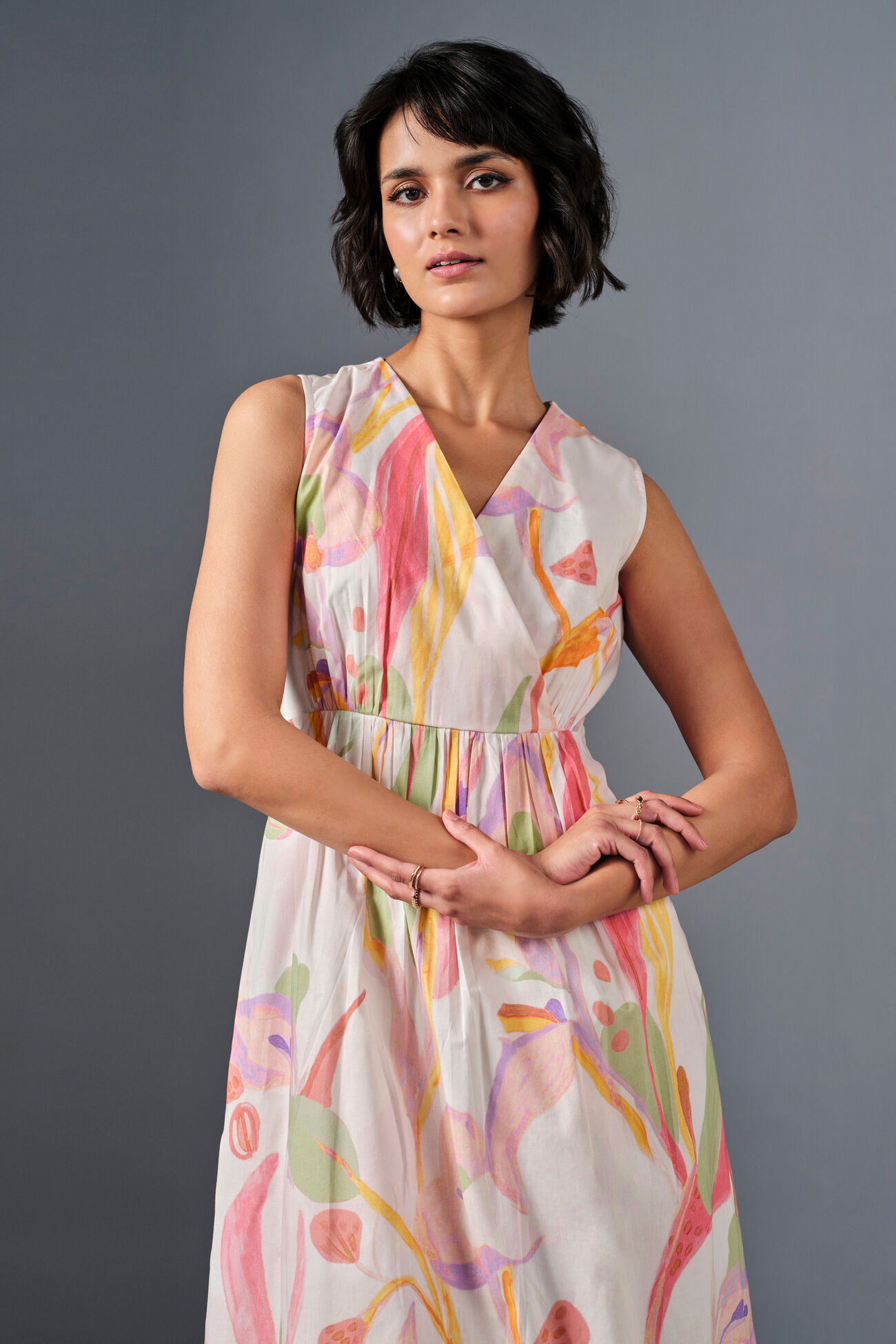 Pastel Swirls Cotton Dress, Multi Color, image 4