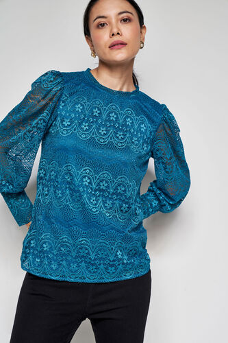 Noir Lace Top, Turquoise, image 1
