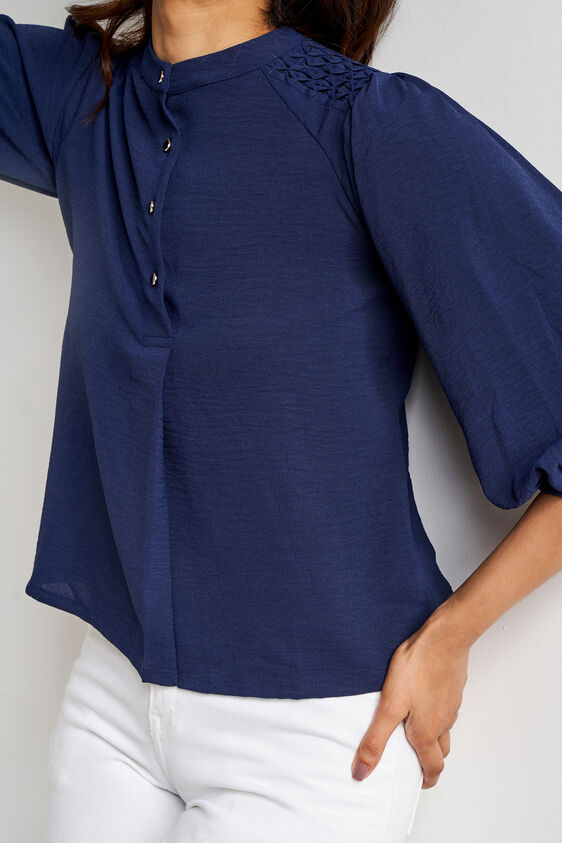 Navy Blue Solid Straight Top, Navy Blue, image 6