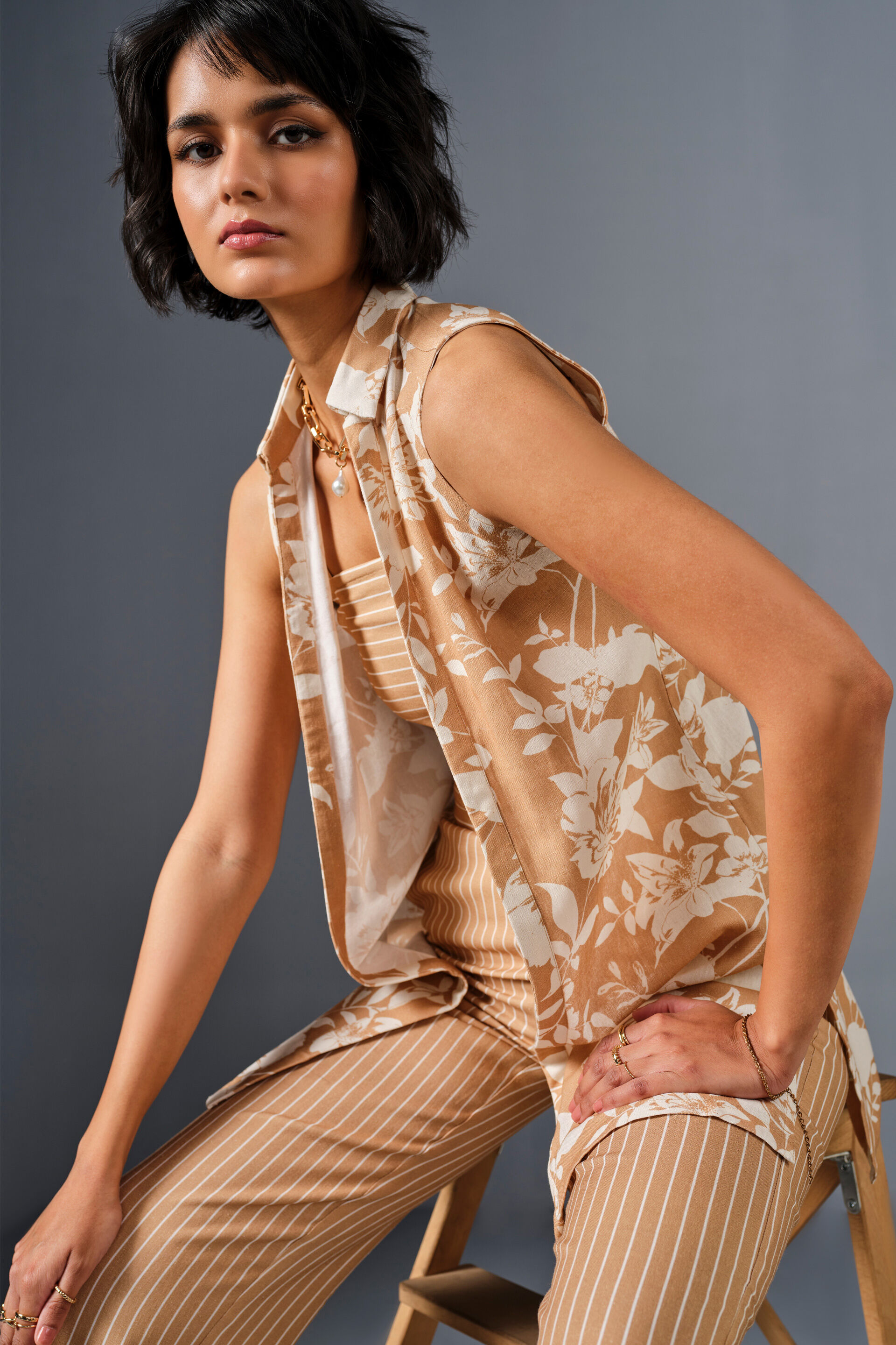 Sepia Garden Viscose Blend Set, Beige, image 6