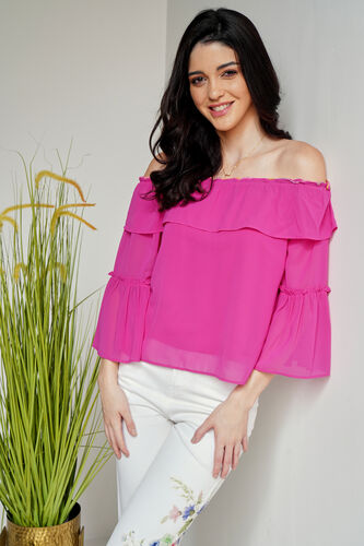 Hot Pink Solid Straight Top, Hot Pink, image 1