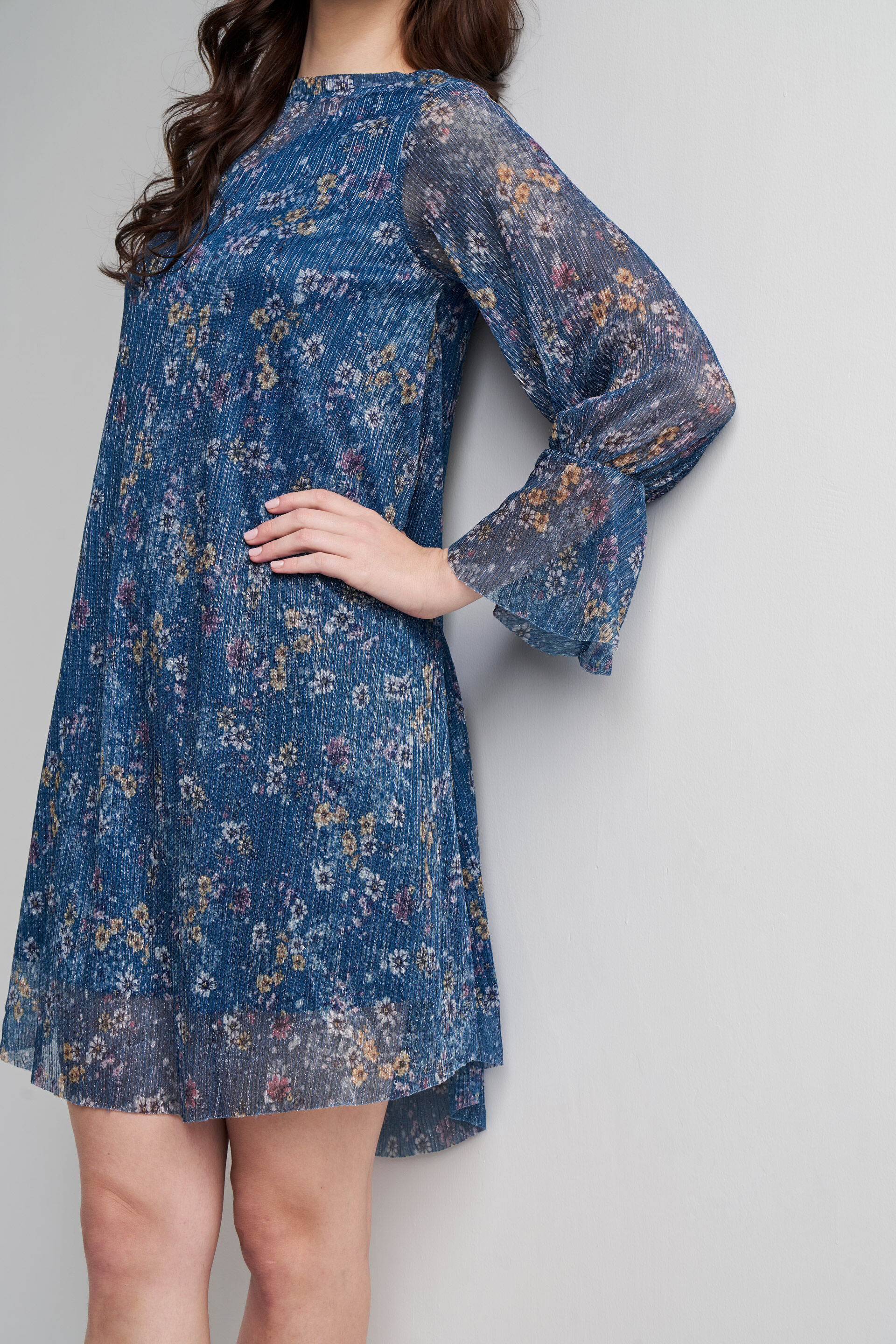 Multi Color Floral Round Neck Dress, Multi Color, image 6