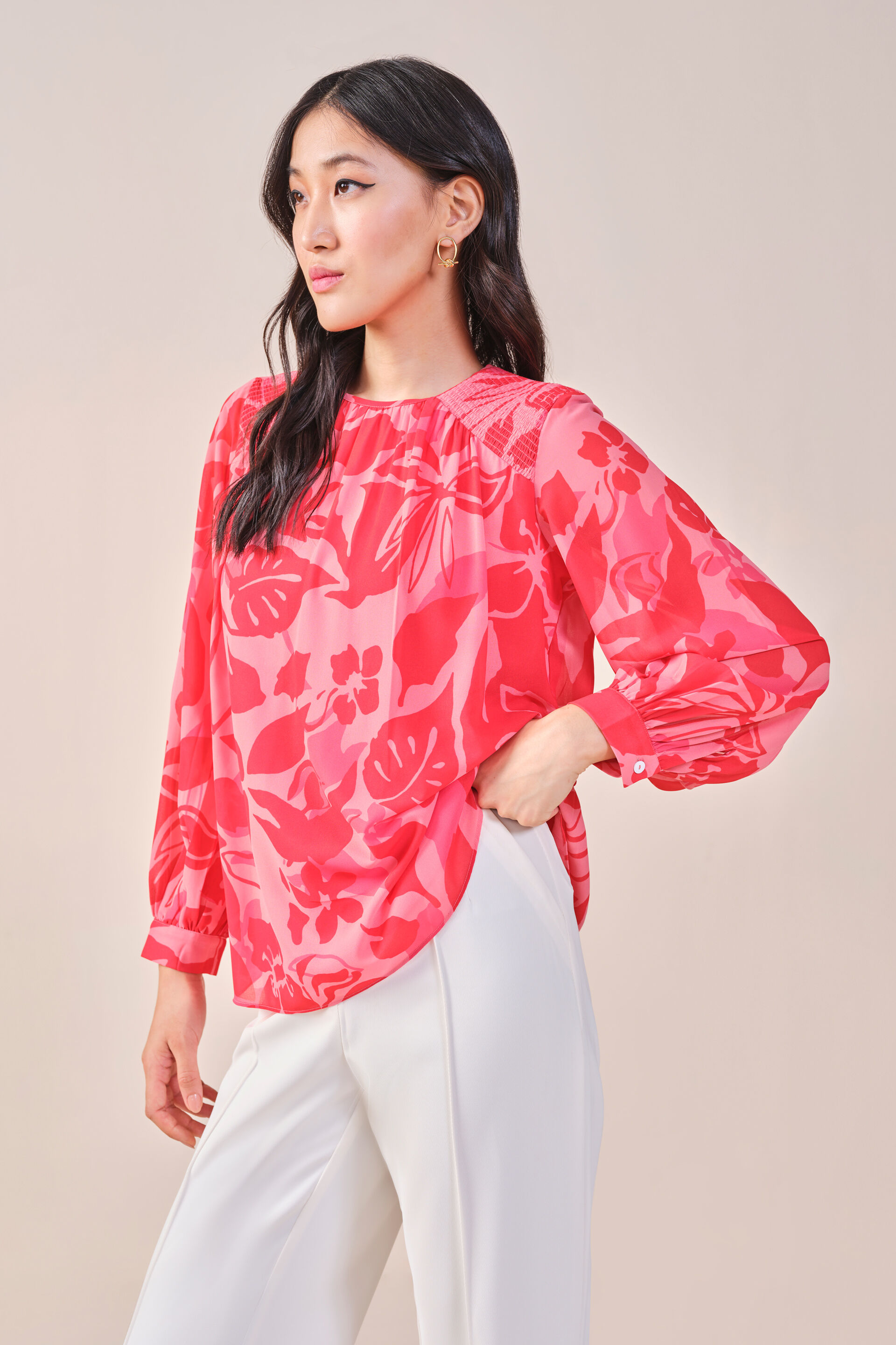 Dahliah Printed Top, Pink, image 4