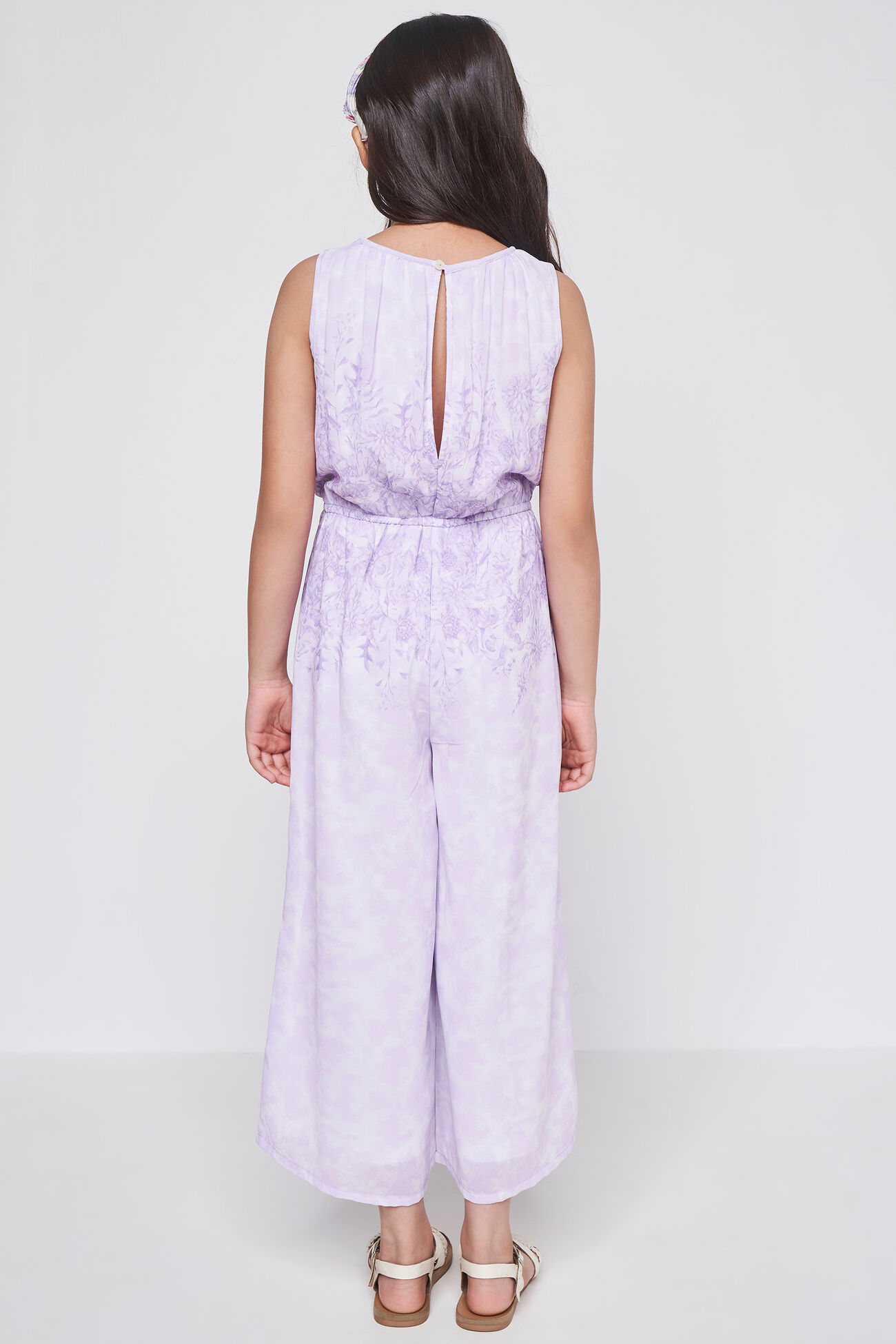 Lilac Floral Flared Jump Suit, Lilac, image 5
