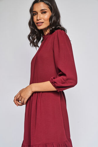 Flounce Dress, Wine, image 5