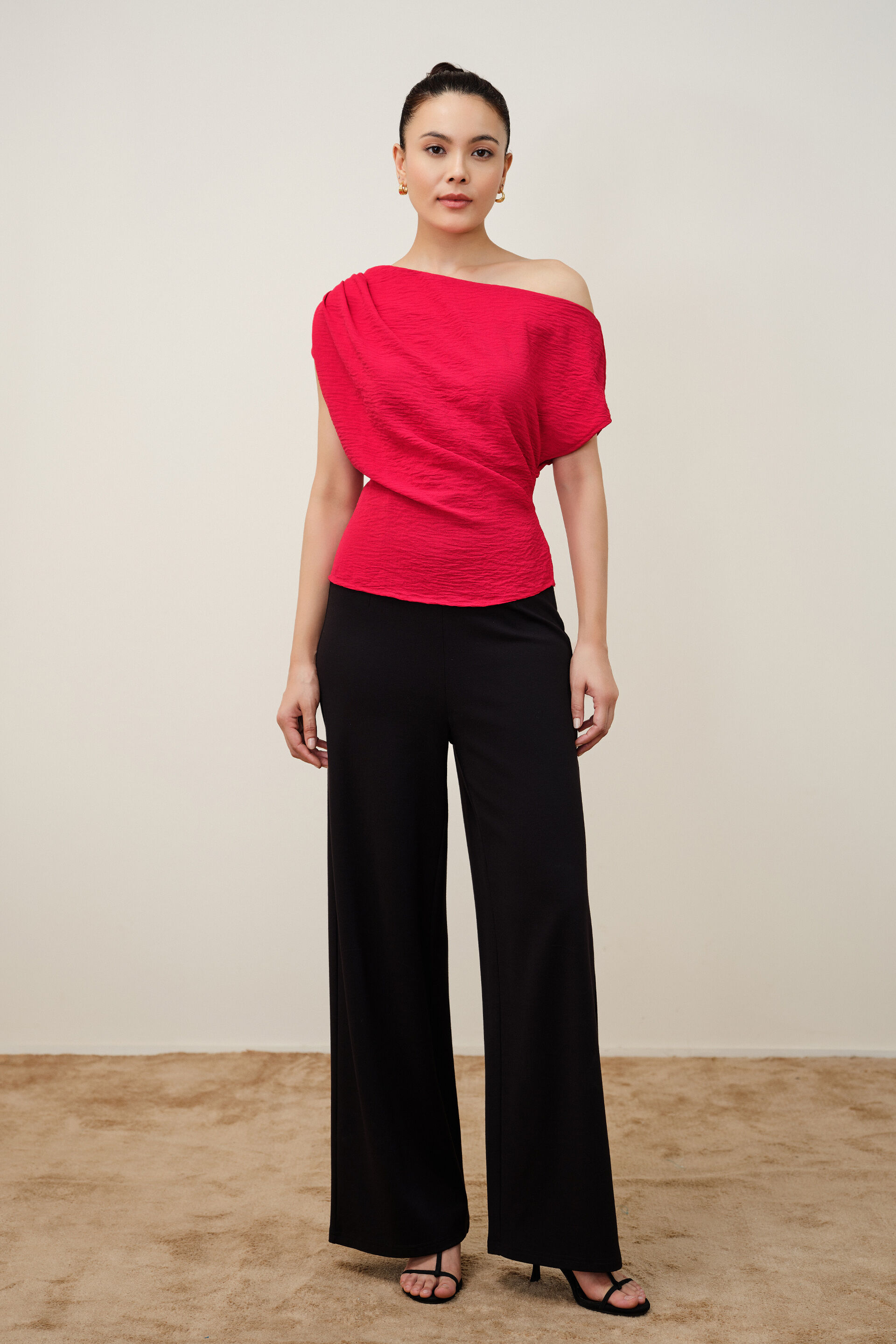 Poppy Red Drop-Shoulder Top, Red, image 3
