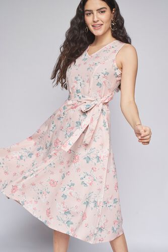 1 - Pink Floral Fit & Flare Dress, image 1