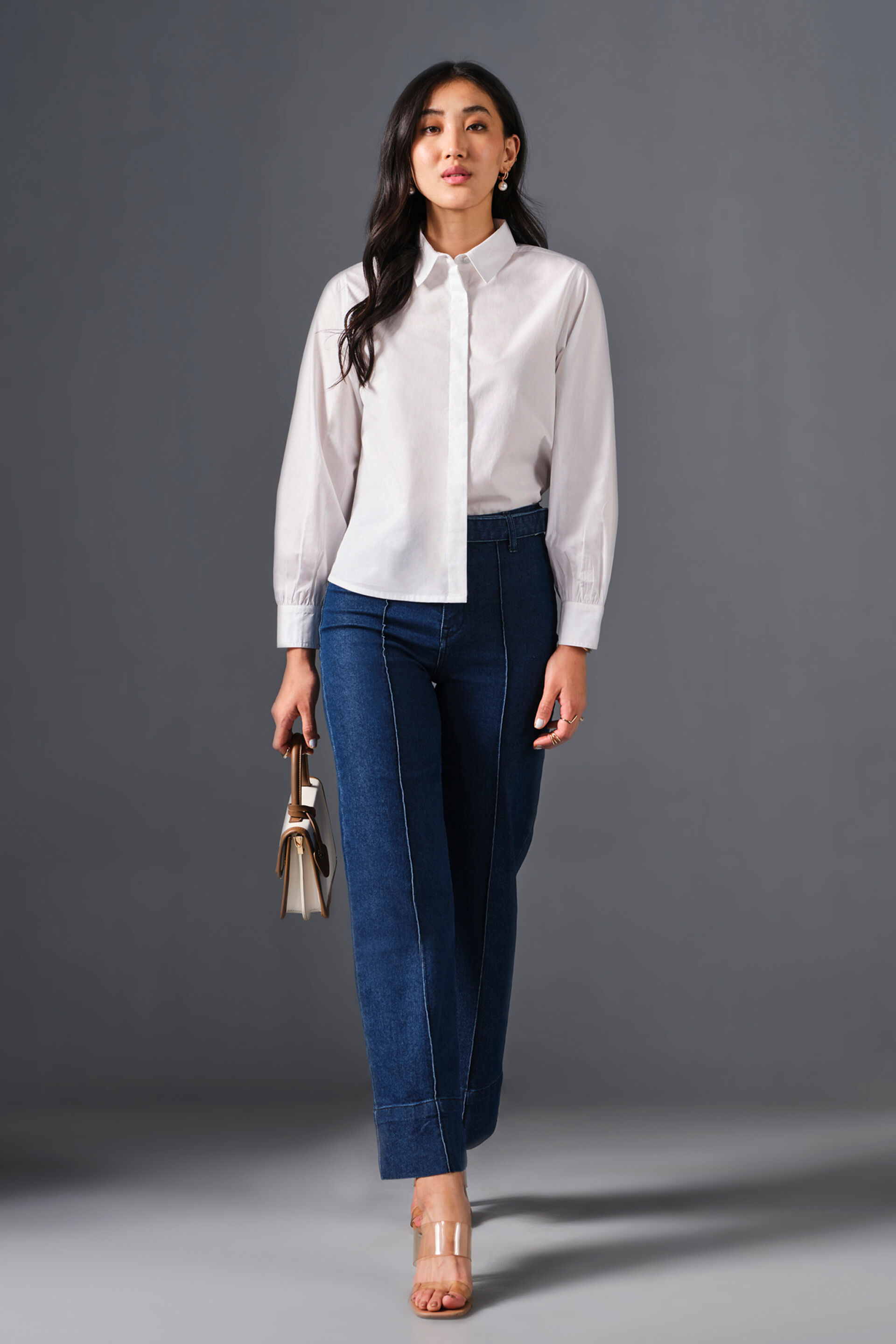 Dewdrop Cotton Shirt, White, image 2