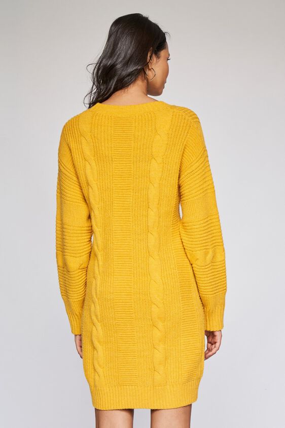 5 - Yellow Self Design Shift Dress, image 5