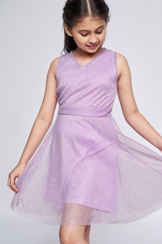 1 - Lilac Self Design Flared Dress, image 1