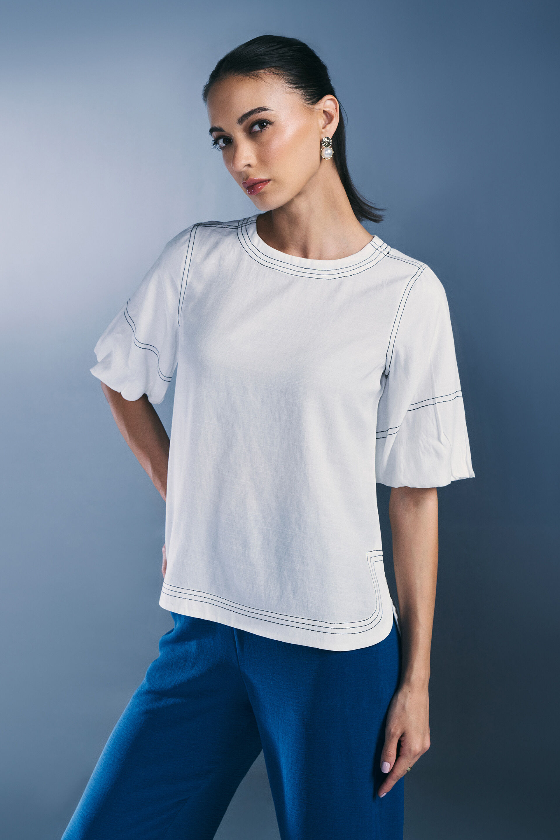 Whitney Rayon Top, White, image 1
