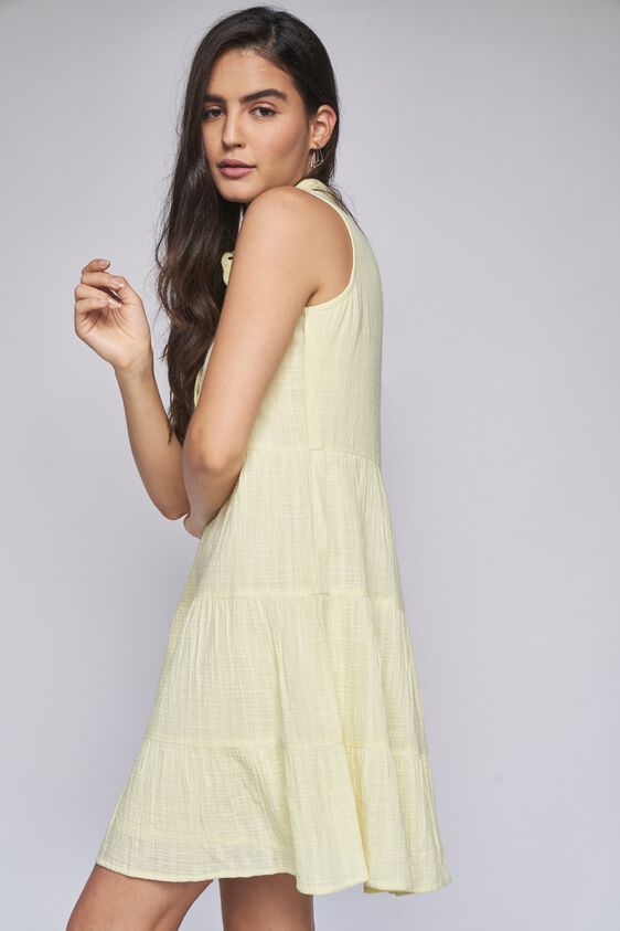 4 - Yellow Self Design Shirt Style Dress, image 4