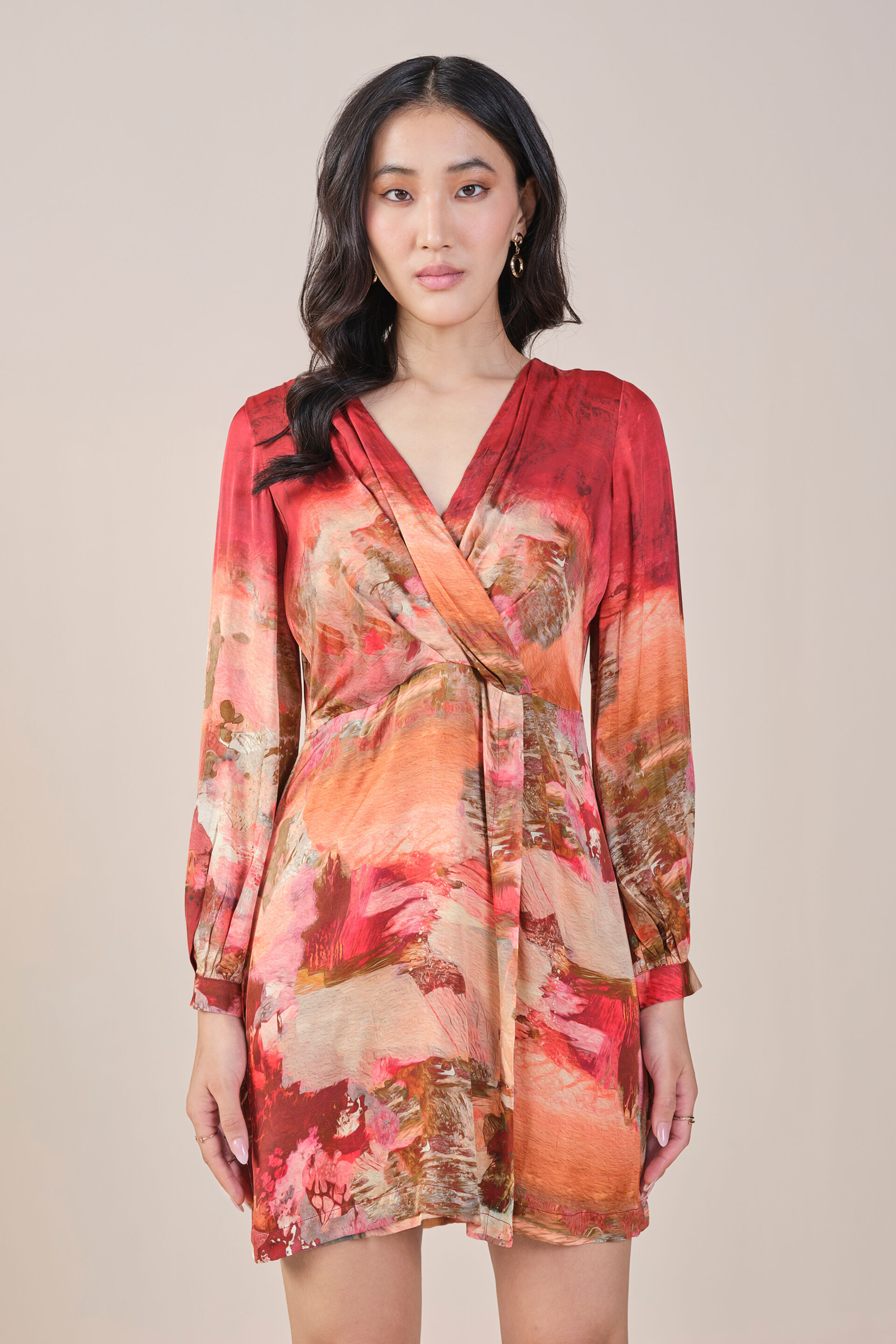 Amber Viscose Dress, Rust, image 2