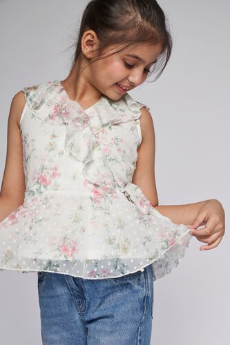 2 - White Self Design Straight Top, image 2