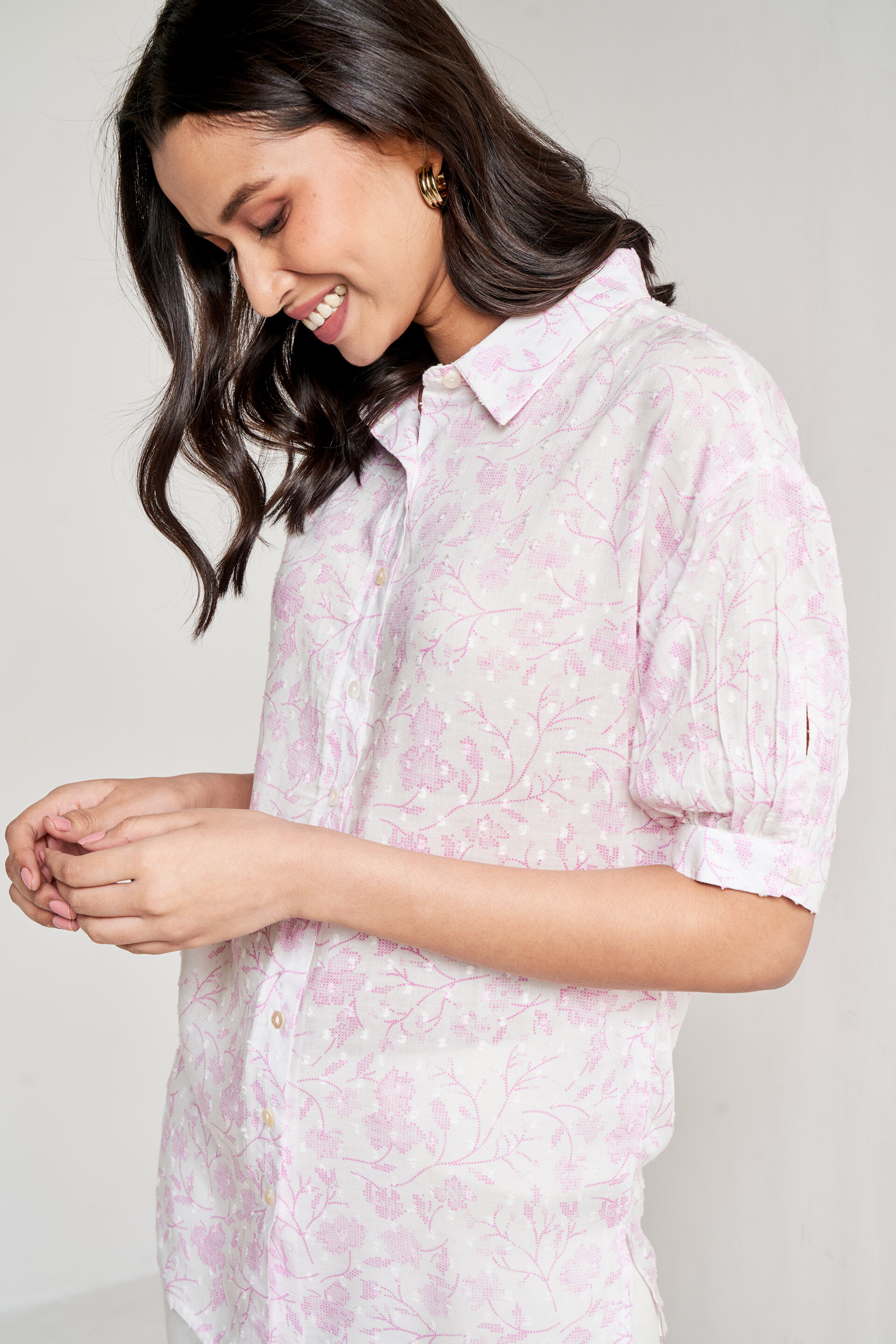 White Floral High-Low Top, White, image 4