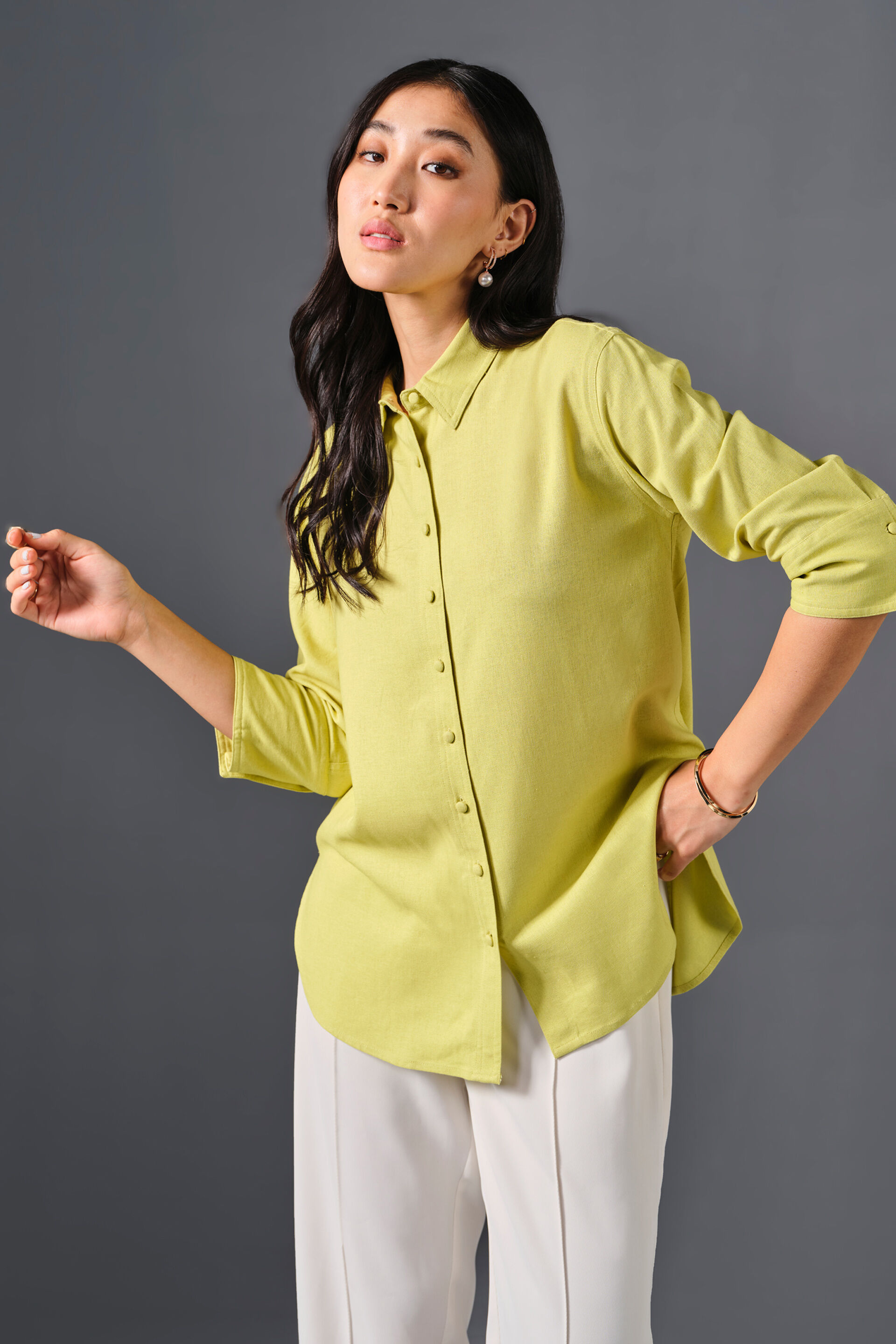 Keep It Neutral Viscose Blend Shirt, Green, image 4