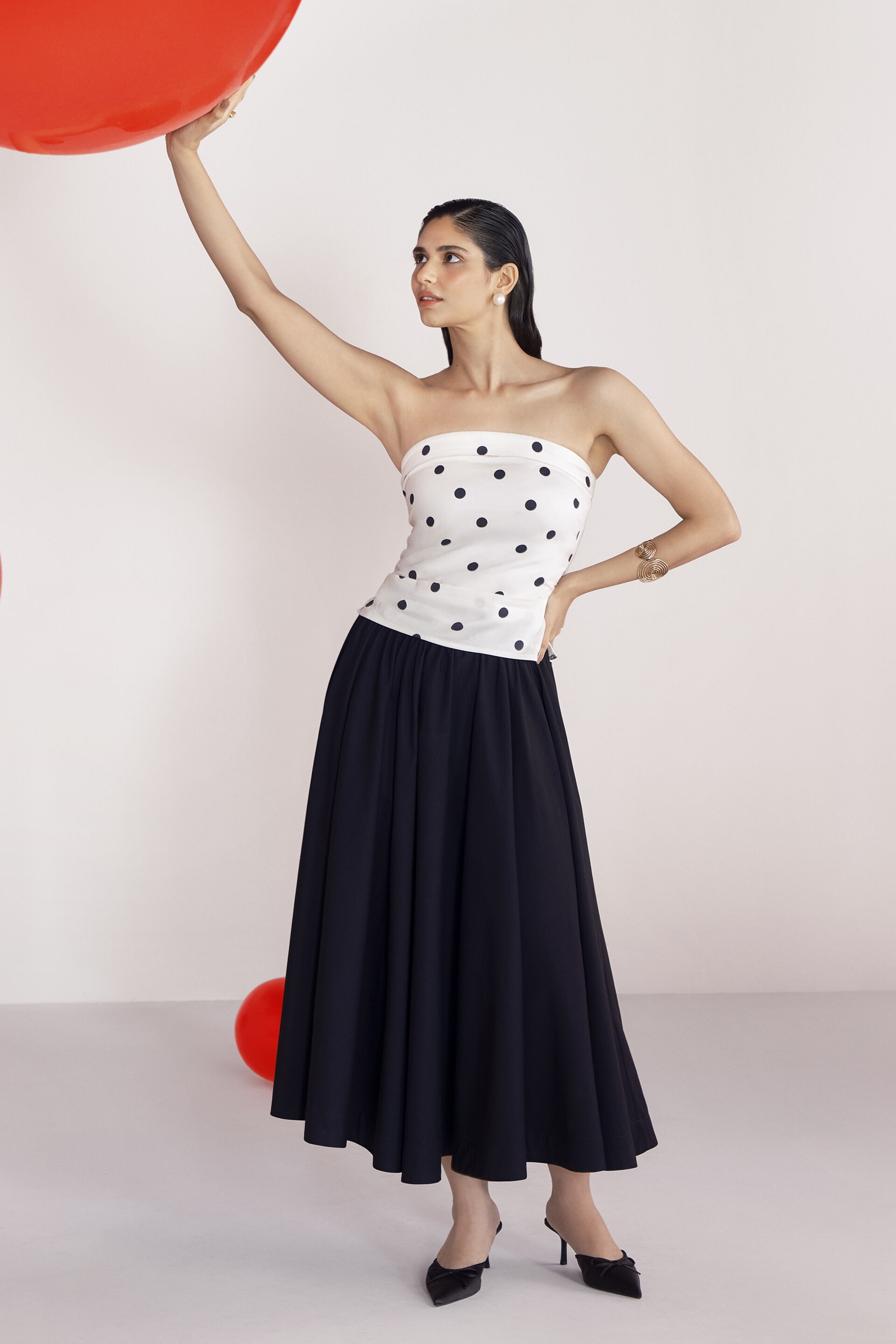 Polka Pop Cotton Top, White, image 3