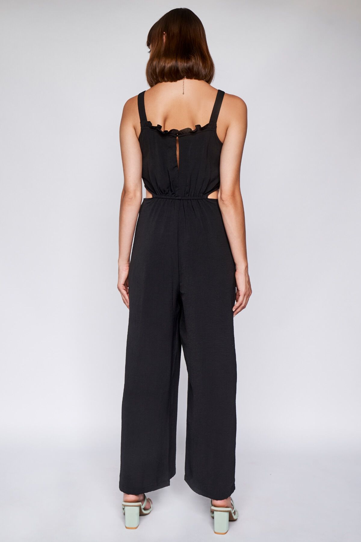 Black Solid Fit and Flare Jumpsuit, Black, image 5