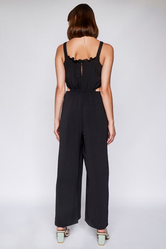 Black Solid Fit and Flare Jumpsuit, Black, image 5