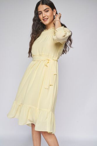 2 - Yellow Solid Flared Dress, image 2