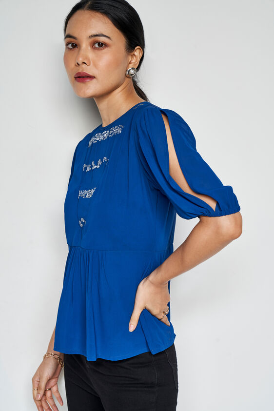 All I Sea Peplum Top, Blue, image 2