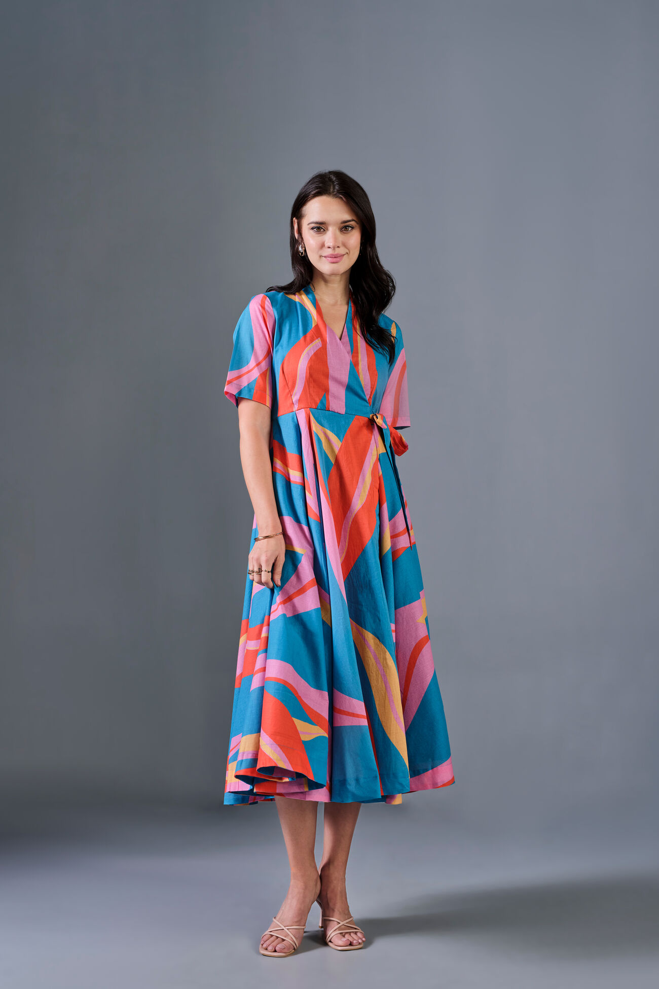 Abstract Swirls Cotton Dress, Multi Color, image 3