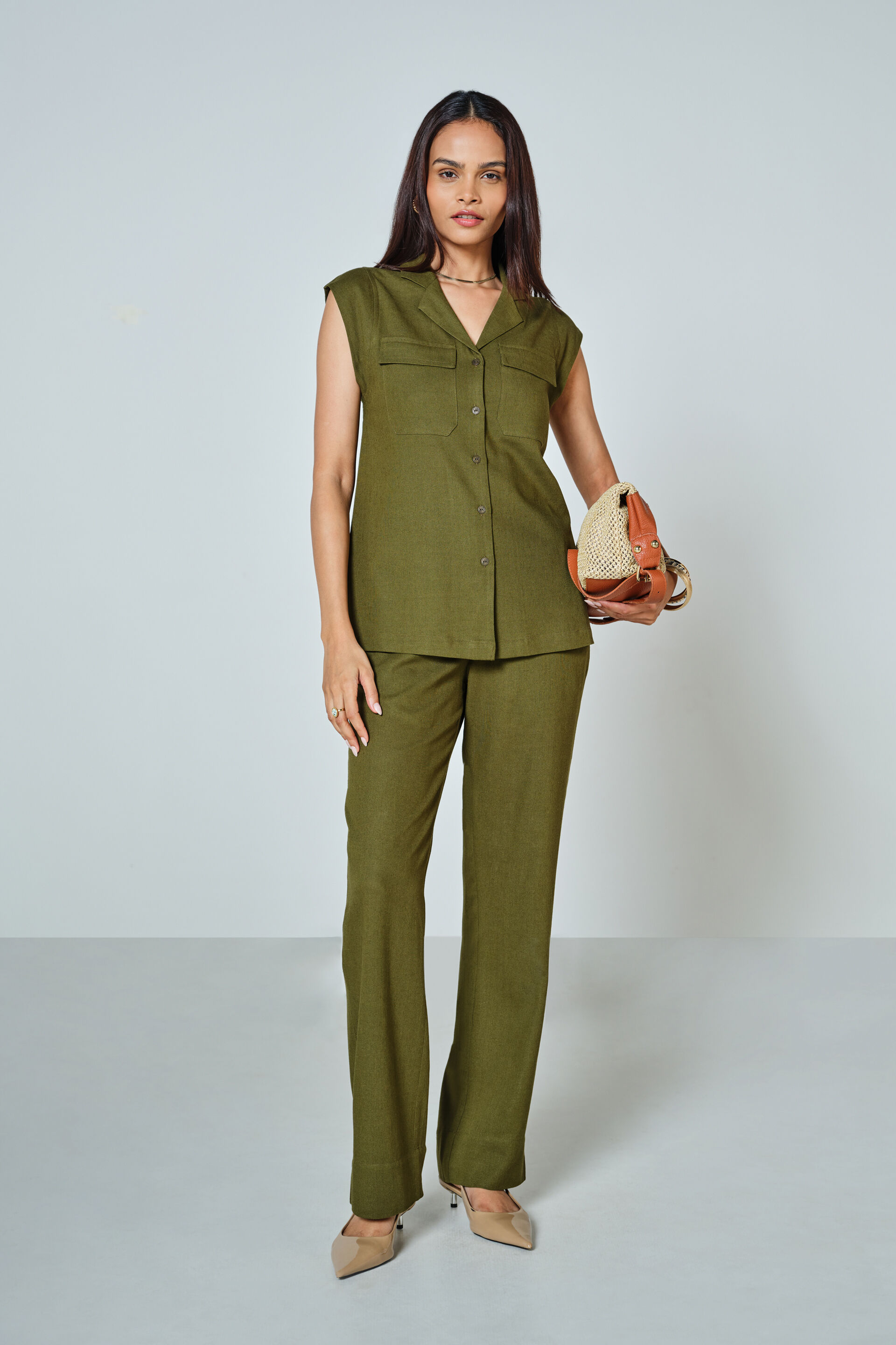 Camille Co-ord Set, Olive, image 1