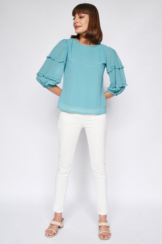 Teal Solid Straight Top, Teal, image 1