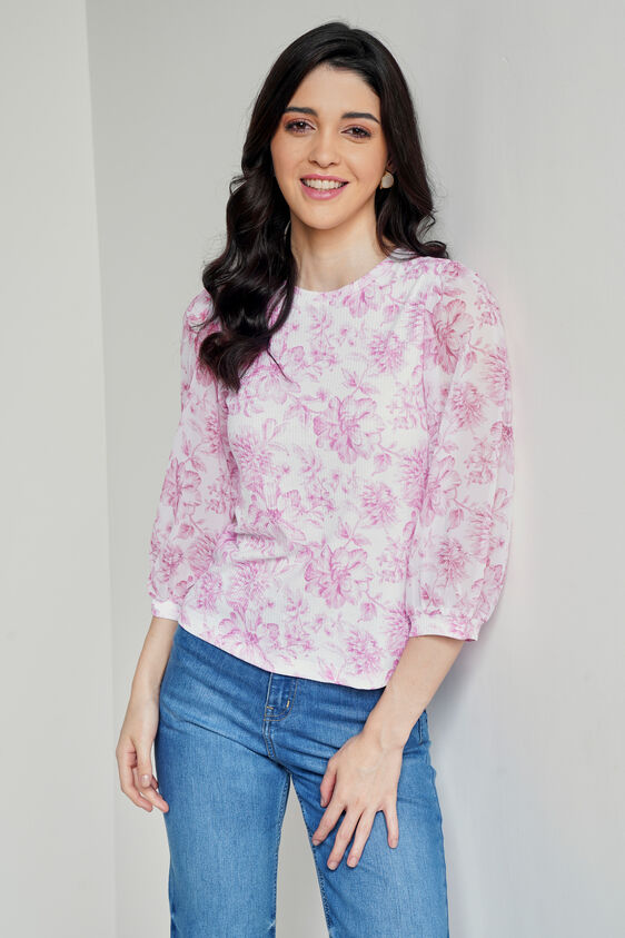 Pink Floral Top, Pink, image 2