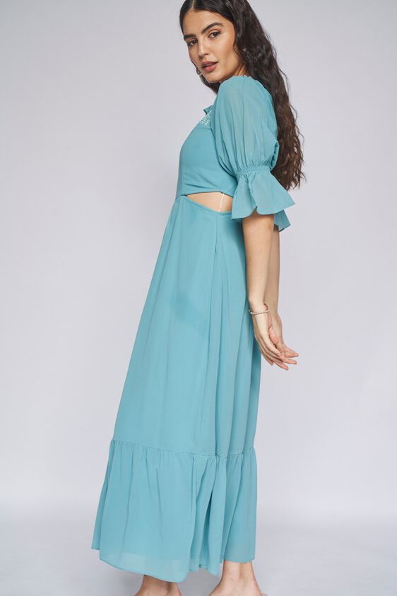 2 - Teal Solid Fit and Flare Gown, image 2