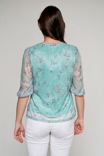 Mint Floral Regular Top, Mint, image 4
